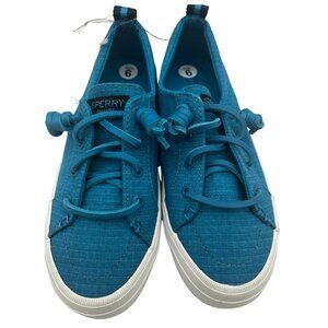 NWOB- SPERRY Women's Crest Vibe Turquoise Blue Cotton Slip-On Sneakers Size 6